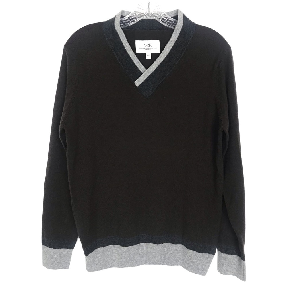 WRK men's v-neck long sleeve "Club" wool sweater M